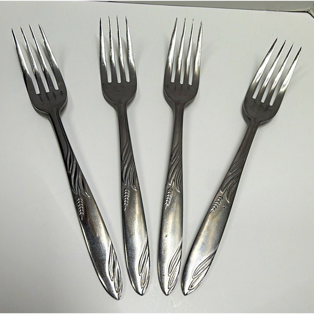 Lot of 4 Vintage Englishtown Eventide Dinner Forks, Stainless Steel, MCM